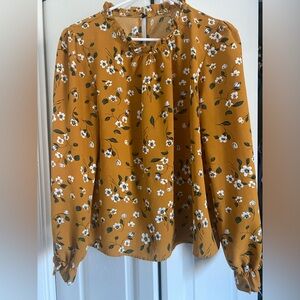 SHEIN Mustard Floral Blouse